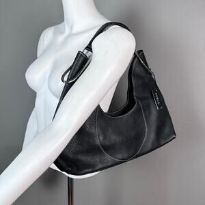 FURLA shoulder bag black baguette short top handle chrome hardware Lutetia‎ NWT
